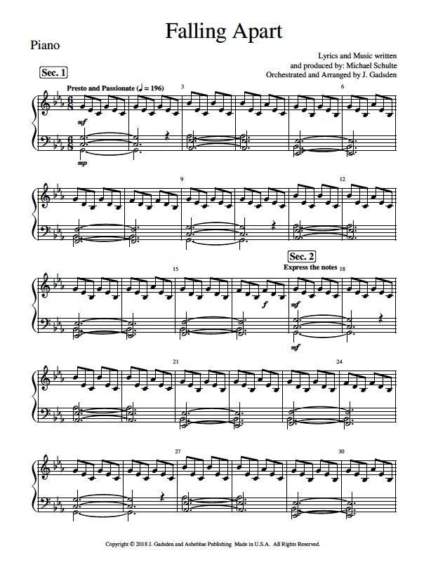 Michael Schulte Falling Apart Sheet Music Downloads